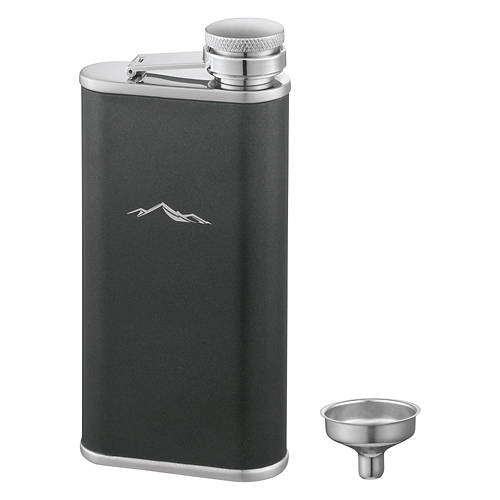 Stainless Steel Flask & Funnel Set, Metallic
