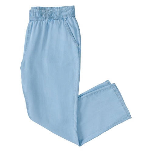 Ladies Straight Leg Chambray Pant - Light Blue, M