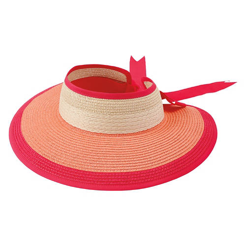 Ladies Beach Hat - Pink Stripe, One Size Product Image Front shot 01