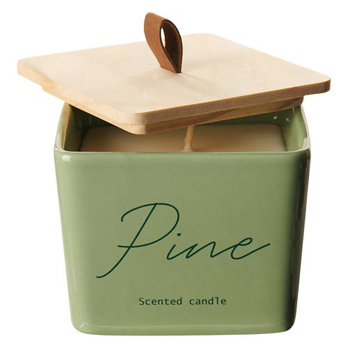 Fall Square Candle Pine, Green