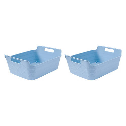 2 Pack Medium Flexible Storage Trays, Light Blue