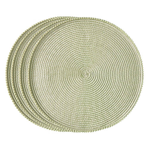 14" x 19" Beaded Round Placemat Set - Green, 4 pack