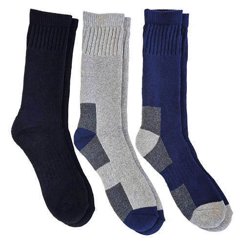 Men's 3 Pack Thermal Performance Cotton Socks - Black/Gray/Dark Gray