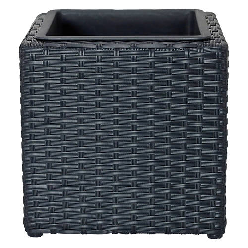 Rattan Effect Cube Planter, Black