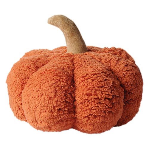 11" Sherpa Pumpkin Pillow, Burnt Orange