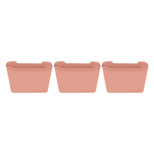 3 Pack Plastic Storage Bins - Rust Red, M