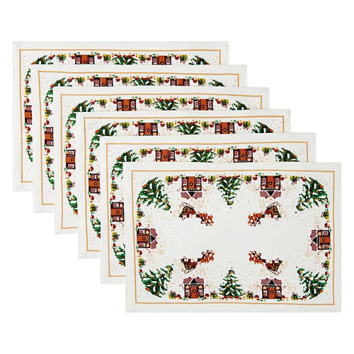 13” x 18” Holiday Placemats - Santa, 6 Pack