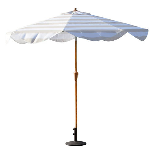 9 Foot Scalloped Market Umbrella, Gold Stripe