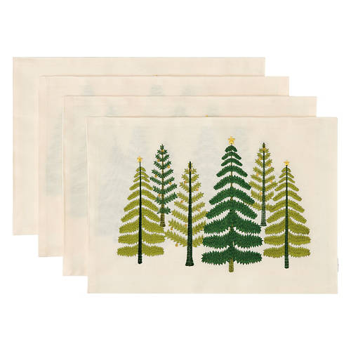 13” x 18” Holiday Placemats - Tree, 4 Pack