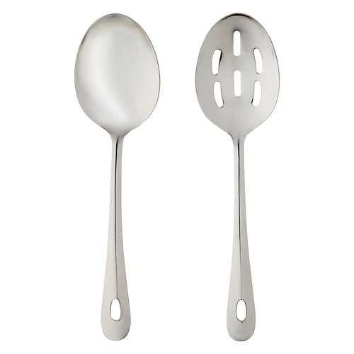 2 Piece Stainless Steel Utensil Set - Slotted/Solid Spoon Set