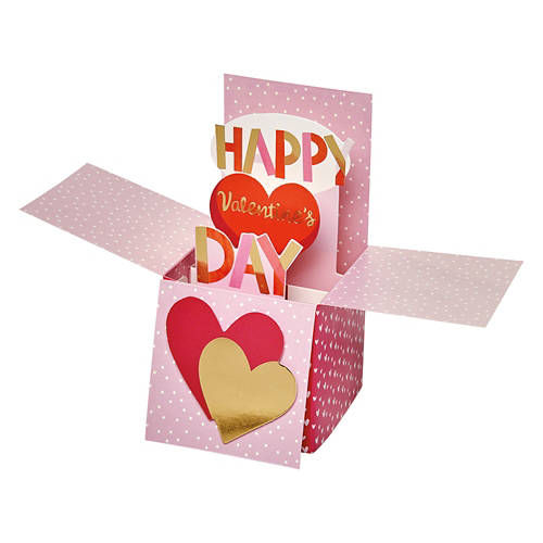 Valentine's Day Pop Up Greeting Card - Gold Hearts