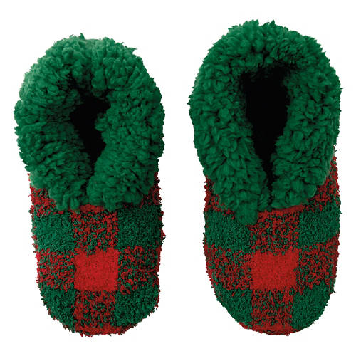 Childrens Cozy Slipper Socks - Plaid, One Size Fits Most