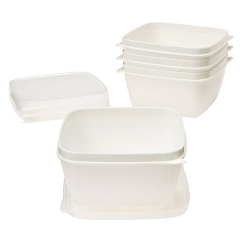 4 Piece Square Food Storage Containers, White