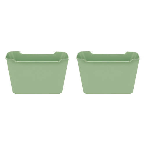 2 Pack Plastic Storage Bins - Green, L