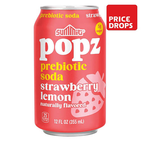 Strawberry Lemon Flavored Prebiotic Soda, 12 fl oz can Product Image Front shot 01