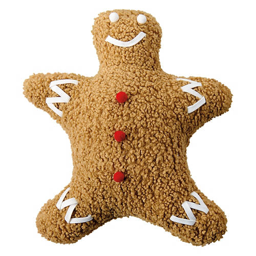 Gingerbread Man Shaped Holiday Sherpa Pillow