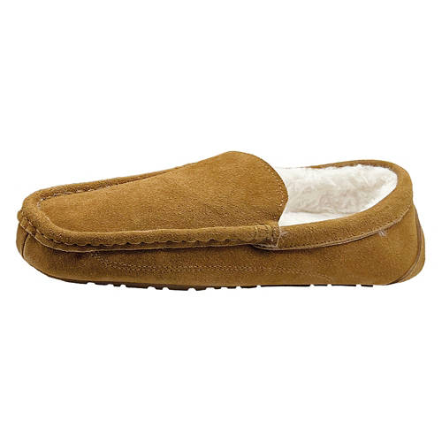 Ladies Genuine Suede Slippers - Brown, 7/8