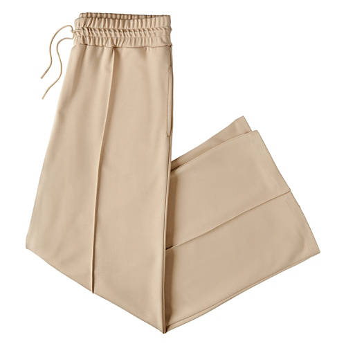 Ladies Wide Leg Ponte Pant - Tan, L