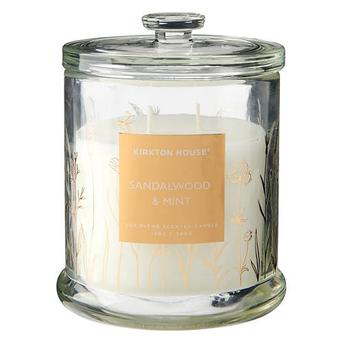 Glass Lid Bathroom Luxury Candle - Sandalwood & Mint