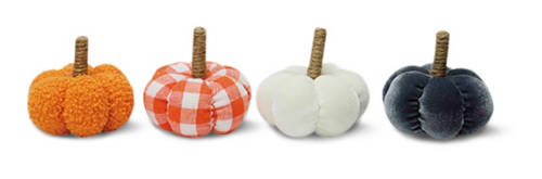 4 Pack Small Pumpkins, Plaid Mix