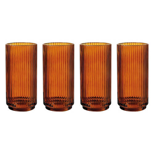 4 Pack Highball Glass Drinkware Set, Amber