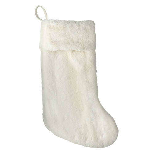 20” X 7” Fur Holiday Stocking, White