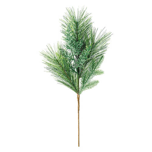 22" Holiday Faux Floral Stem - Flocked Evergreen