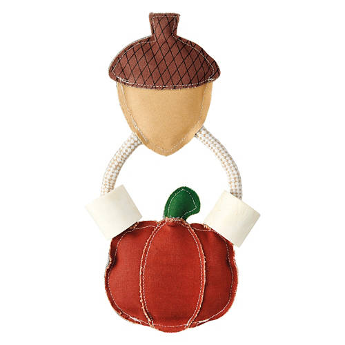 Pumpkin & Acorn Rope & Bone Dog Toy