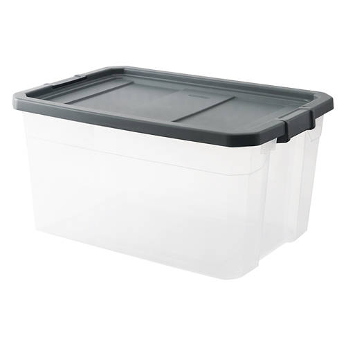 19 Gal Modular Clear Base, Grey Lid Tote