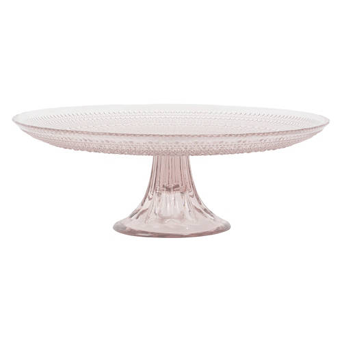 Glass Cake Stand - Pink