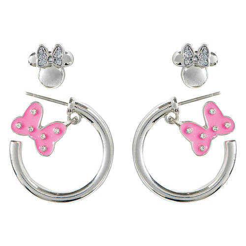 Minnie Character Huggie Earrings, Silver