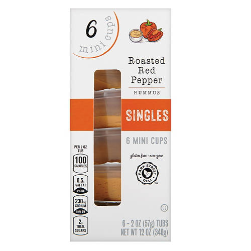 Red Pepper Hummus Single Serve Mini Cups, 6 count