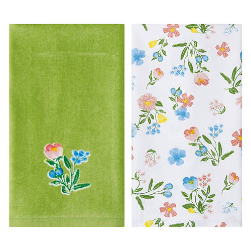 2 Pack 16” x 28” Kitchen Towels - Floral Product Image Front shot 01