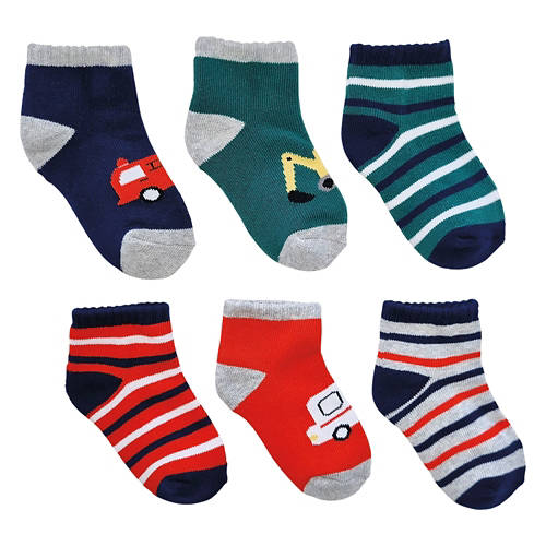 Toddlers 6 Pack Low Cut Socks - Car, 2/3