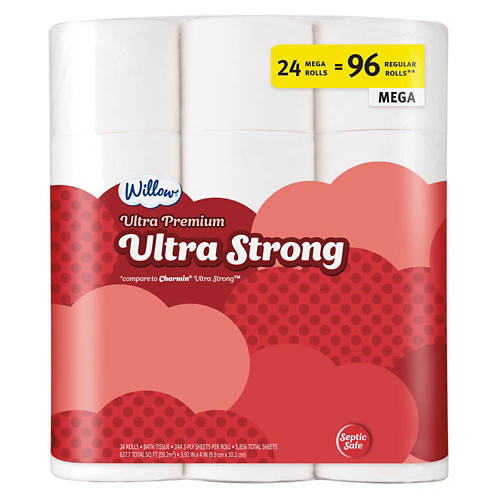 24 Roll Ultra Strong Bath Tissue - 244 Sheets