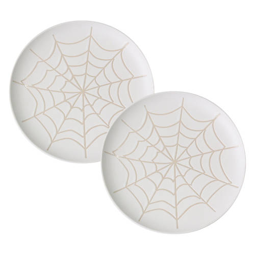 2 Pack Halloween Stoneware Plates - Spider Web