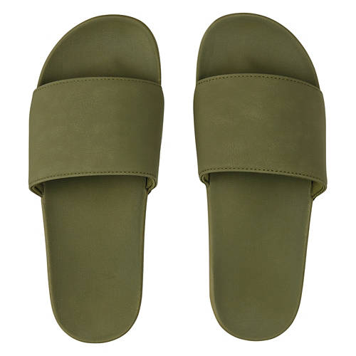 Ladies Premium Molded Footbed Slides - Green, 10