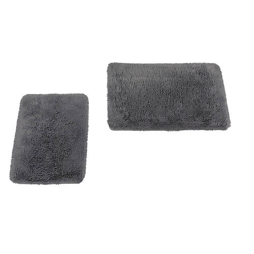 2 Piece Faux Fur Bath Rug - Gray Polar Bear Fur