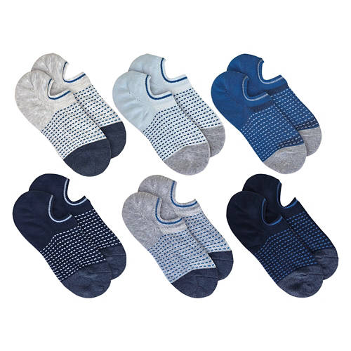6 Pack Men's No Show Fitness Socks - Blue/Black, 6-12