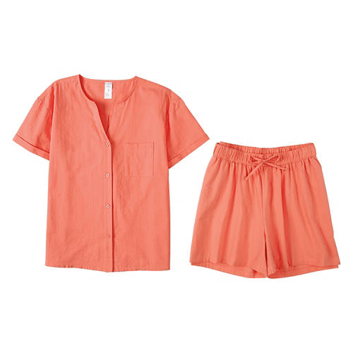 Ladies Seersucker Pajama Set - Red, XL