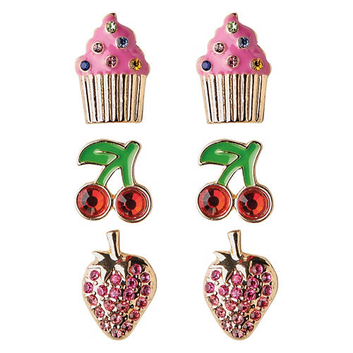 3 Pack Ladies Valentine's Day Earrings - Pink Studs