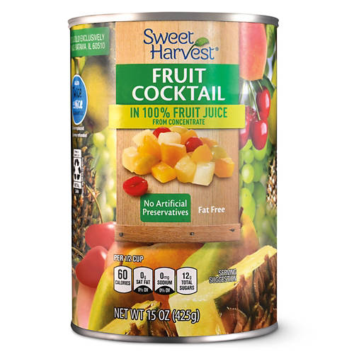 Fruit Cocktail in 100% Fruit Juice, 15 oz