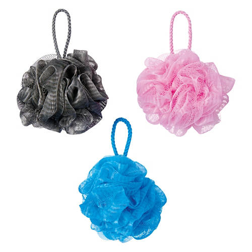 3 Pack Loofah Set - Pink, Dark Grey & Blue