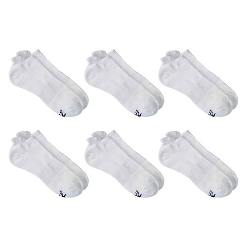 6 Pack Men's Cushioned No Show Socks - White, 6-12