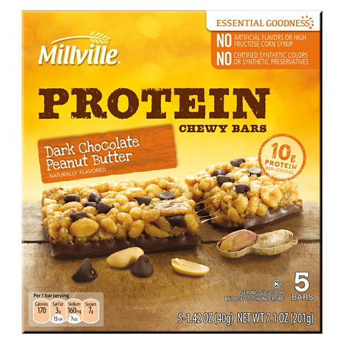 Dark  Chocolate Peanut Butter Protein Chewy Granola Bars, 5 count