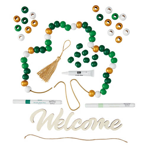 Create Your Own St Patrick's Day Wooden Bead Wreath - Shamrock