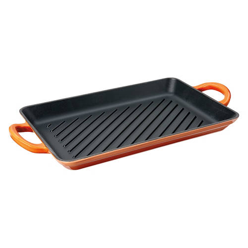 Cast Iron Skinny Grill Pan, Coral