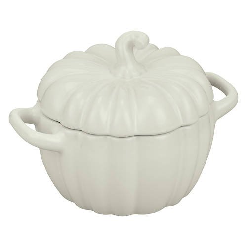 Small Pumpkin Casserole Dish, White