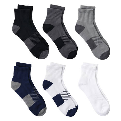 6 Pack Men's Premium Athletic Ankle Socks, Black & White