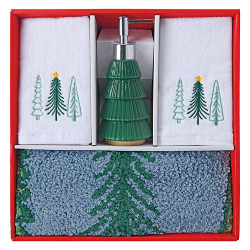 4 Pack Holiday Bathroom Set - Trees